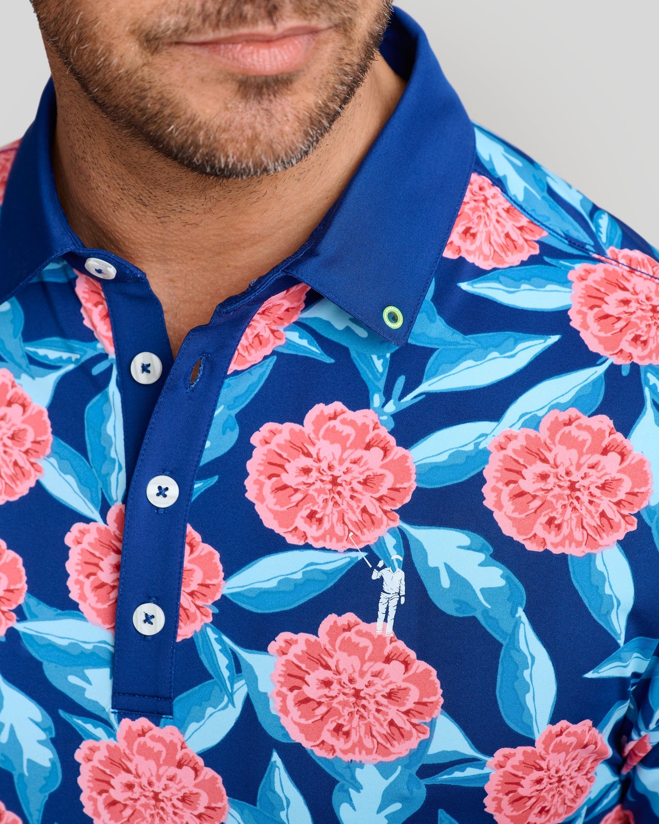 Tropical Mums Men's Polo | Navy | William Murray Golf