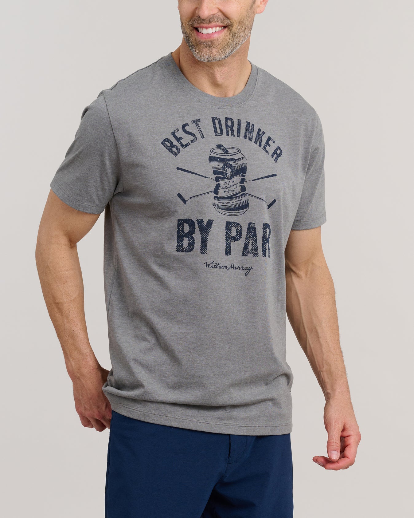 Pedestal polo t ロンt DAB Brrrsos着用 Yoko Best Drinker By Par T-Shirt | Heathered Grey | William Murray Golf