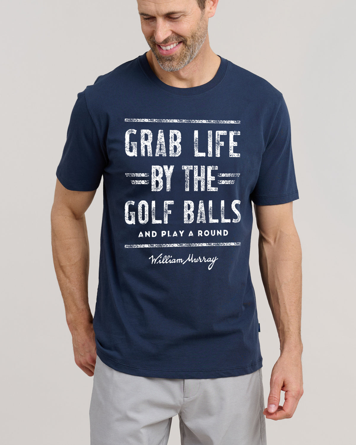Grab Life T-Shirt | Navy | Front | Studio | William Murray Golf