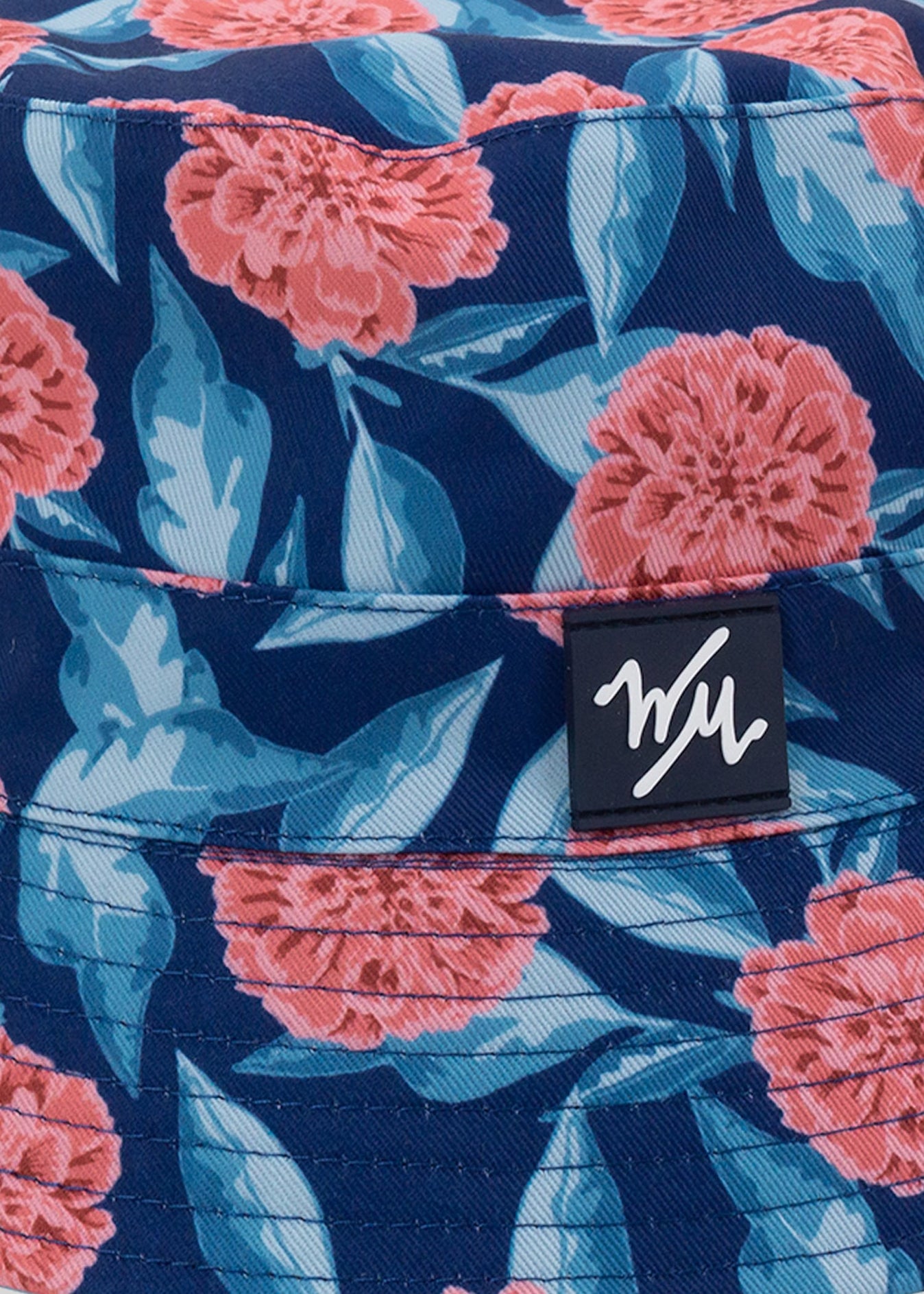 Maui pacific whale foundation floral Hawaii tropical Navy Floral Bucket Hat Whale Art Theme Bucket Hat Reversible, All Cotton Hawaiian  main image 3