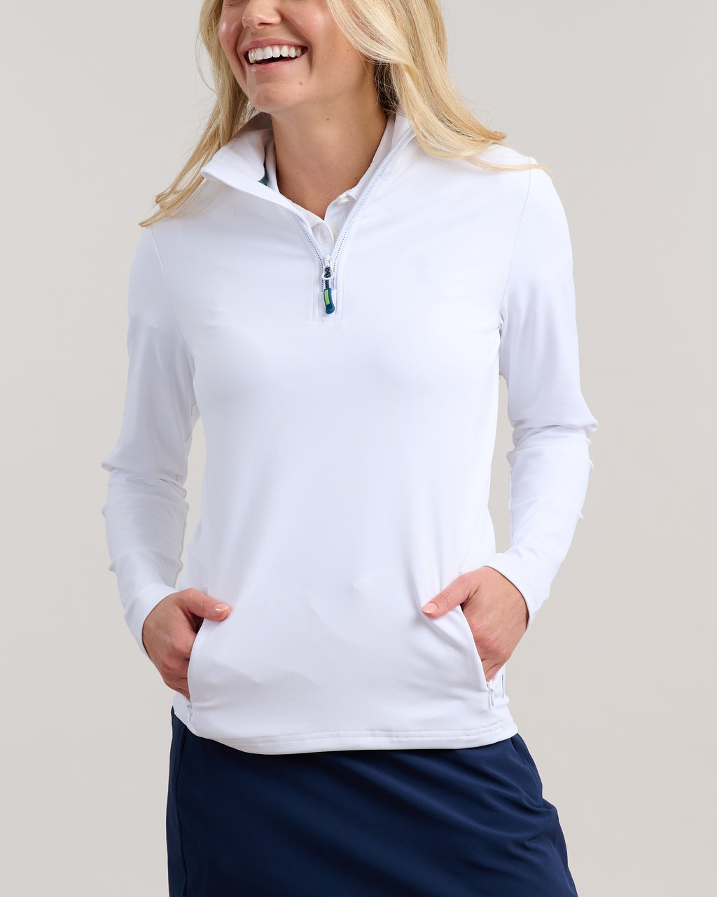 Murray Classic Women's Pocket Pullover | White | Front | William Murray Golf
