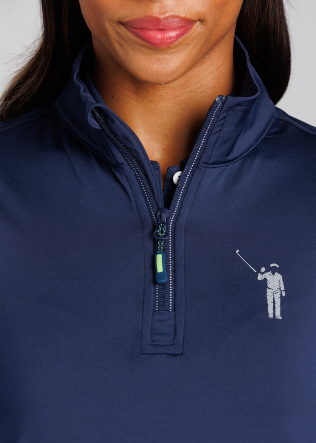 Murray Classic Women's Pocket Pullover | Navy | Zipper | William Murray Golf