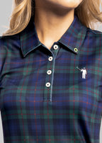 Dark Tartan Women's Polo Dress | Front | Detail | William Murray Golf