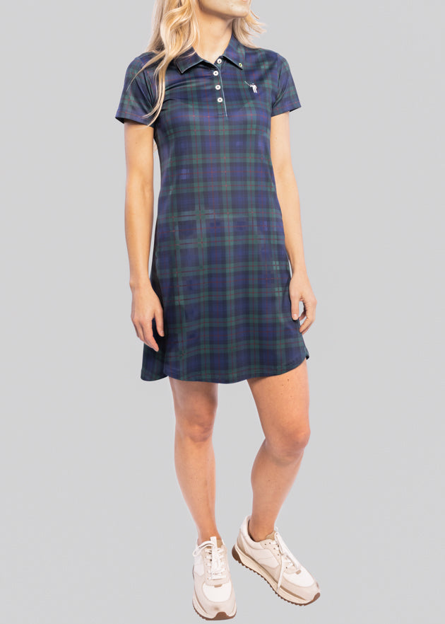 Dark Tartan Women's Polo Dress | William Murray Golf