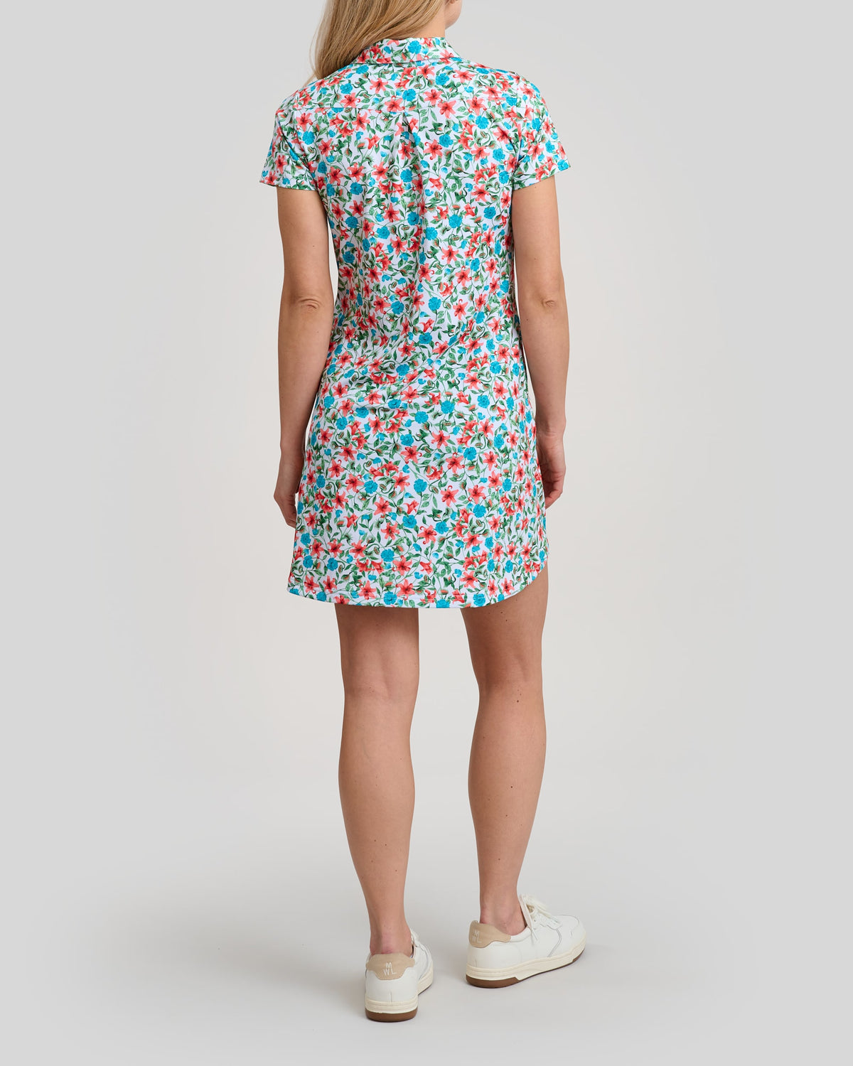 Little Shop of Florals Polo Dress | White | Back | William Murray Golf