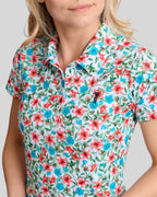 Little Shop of Florals Polo Dress | White | Front Detail | William Murray Golf