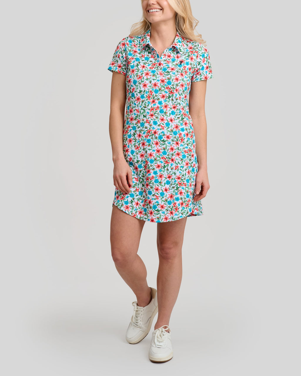 Little Shop of Florals Polo Dress | White | Front | William Murray Golf