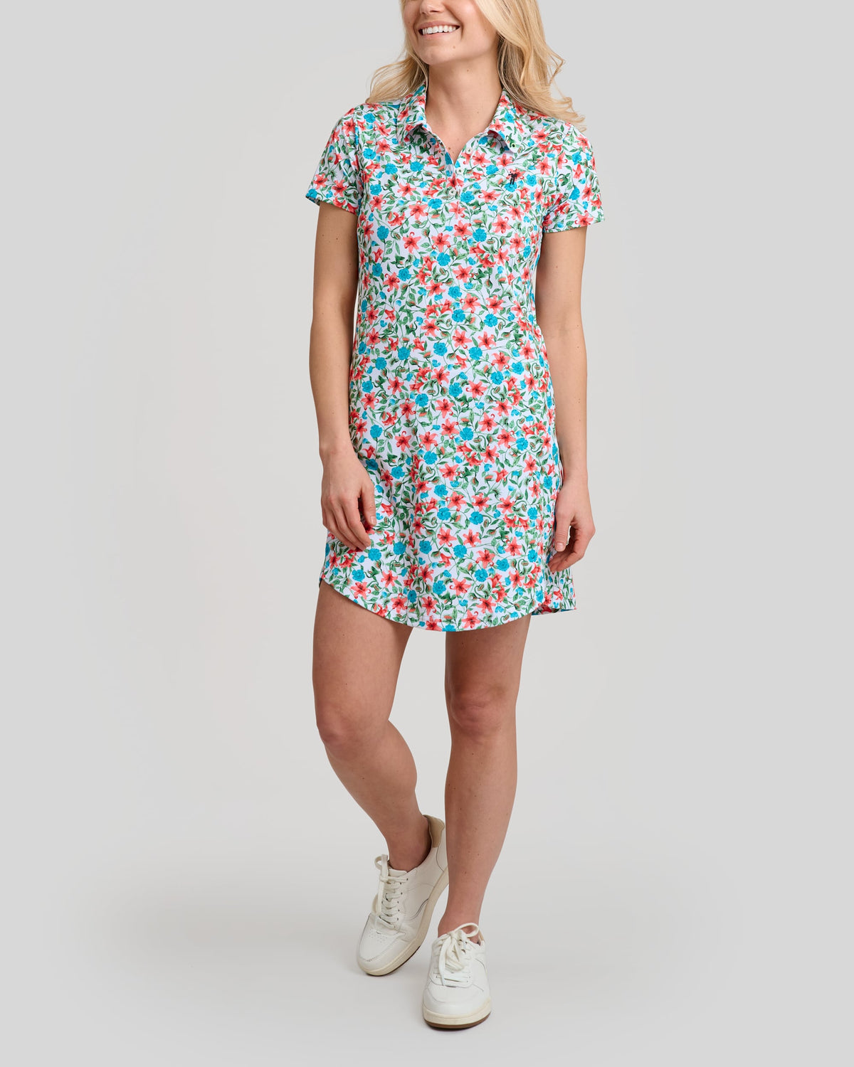 Little Shop of Florals Polo Dress | White | Front | William Murray Golf