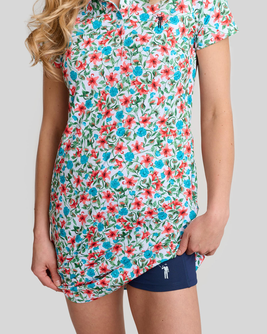 Little Shop of Florals Polo Dress | White | Underall | William Murray Golf