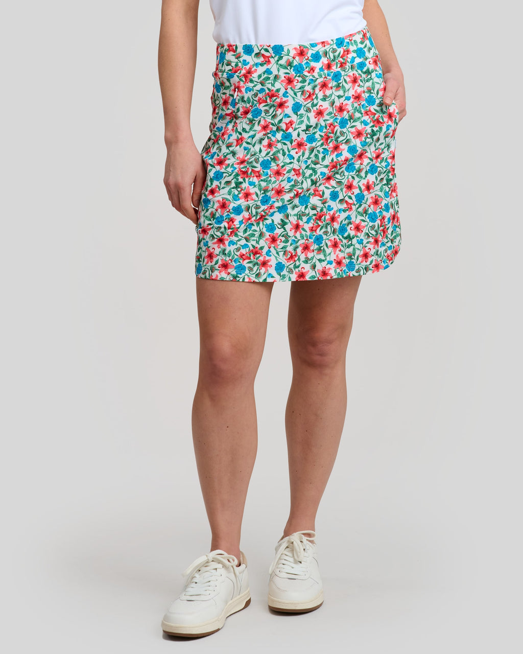 Little Shop of Florals Spinner Skirt | White | Front | William Murray Golf
