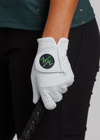 Ladies WM Contour Golf Glove | White-Navy/Green | Lifestyle | William Murray Golf