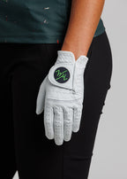 Ladies WM Contour Golf Glove | White-Navy/Green | Front | William Murray Golf