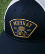Murray Golf Patch Trucker Hat | Navy/White | Detail | William Murray Golf