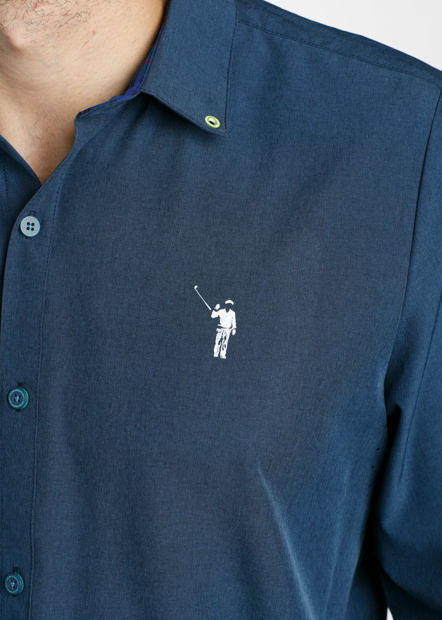 Murray Classic Long Sleeve Button Down | Navy | Logo | William Murray Golf