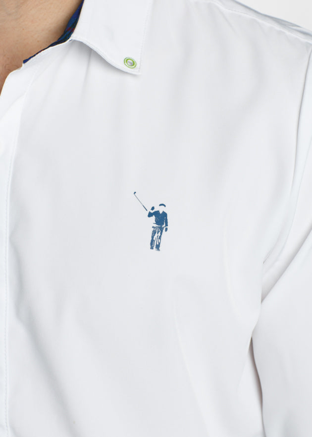 Murray Classic Long Sleeve Button Down | White | Logo | William Murray Golf