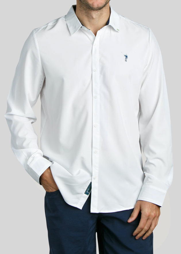 Murray Classic Long Sleeve Button Down | White | Front | William Murray Golf