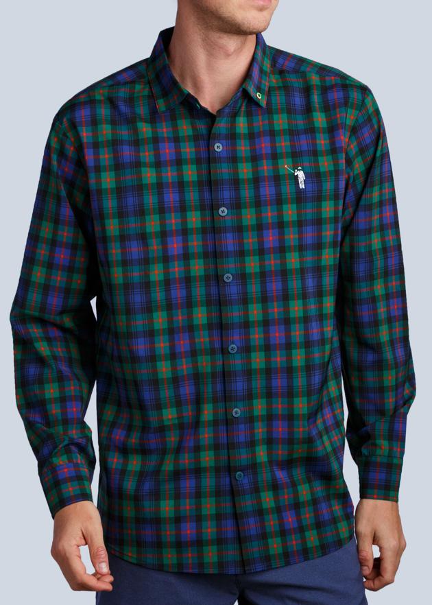 The Irreverent Long Sleeve Button Down | Tartan | Front | William Murray Golf