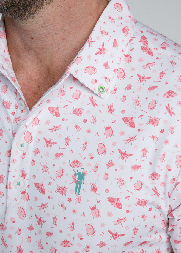 Buggin' Out Men's Polo | White | Front | Logo | William Murray Golf