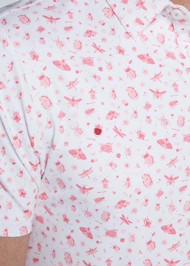 Buggin' Out Men's Polo | White | Front | Detail 2 | William Murray Golf