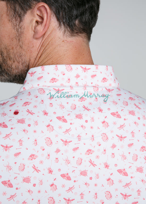 Buggin' Out Men's Polo | White | Back | Logo | William Murray Golf