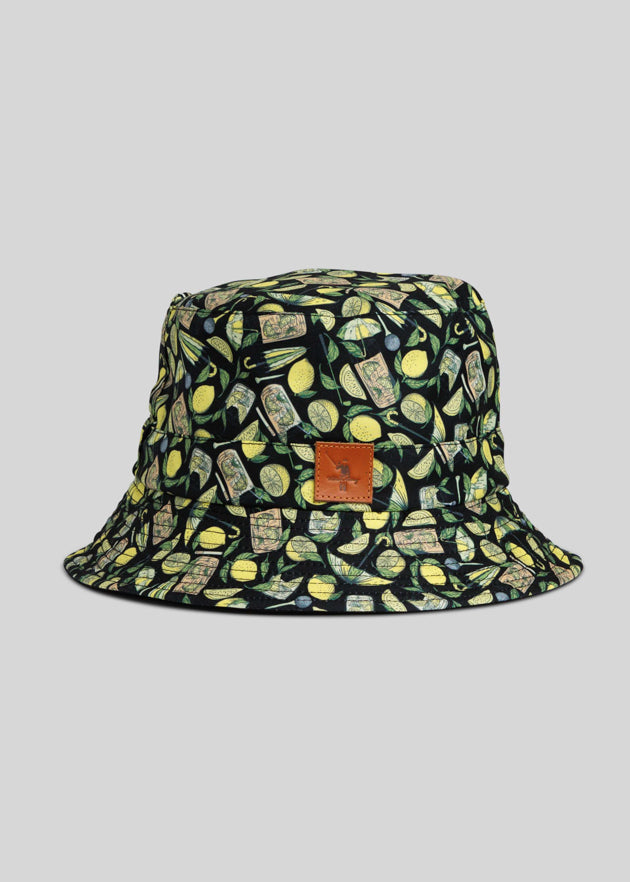 Lemon Life Reversible Bucket Hat | Black | William Murray Golf