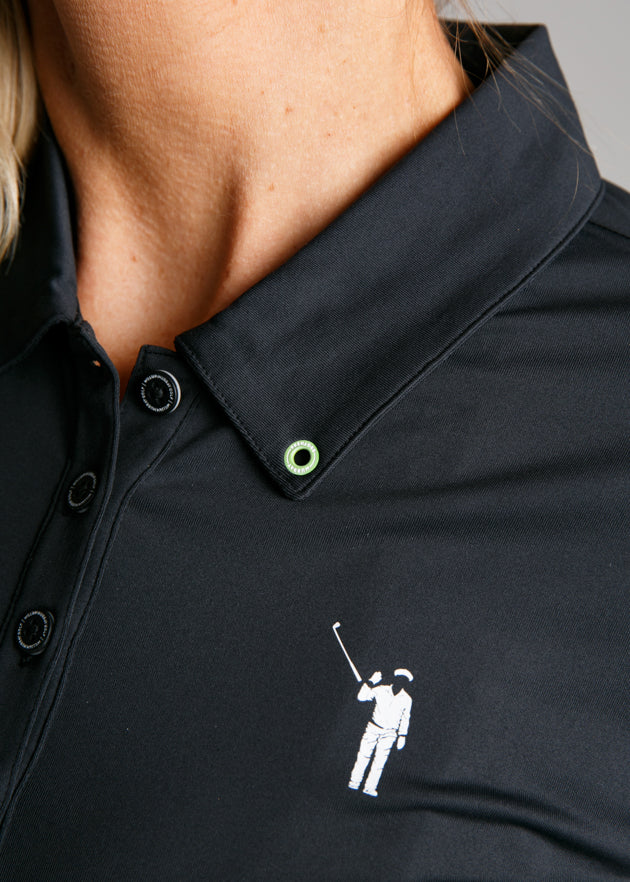 Murray Women's Classic Polo Dress | Black | Collar | William Murray Golf