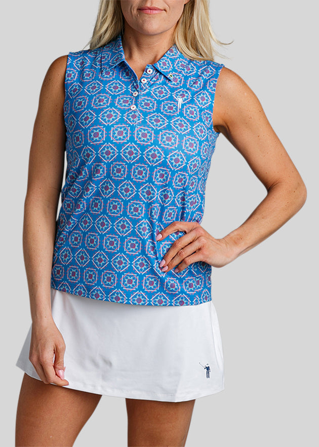 Sandy Tiles A-Line Sleeveless Polo
